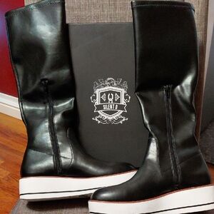 **HOT** Silent D Black Knee High Platform Boots Size 8 / 8.5